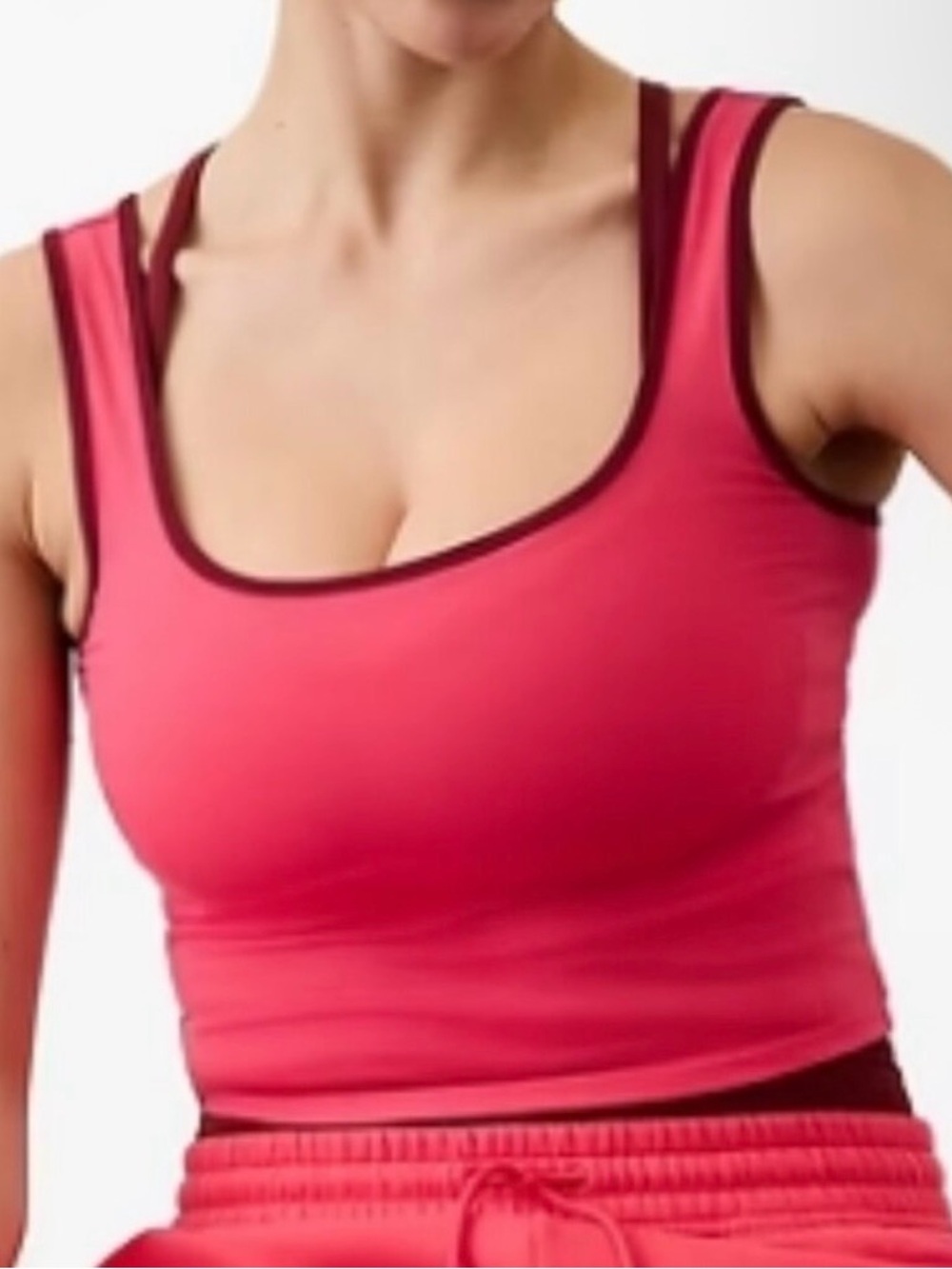 Athleta Signature Rib Square Tank Top - Redwood - Size Small NWOT